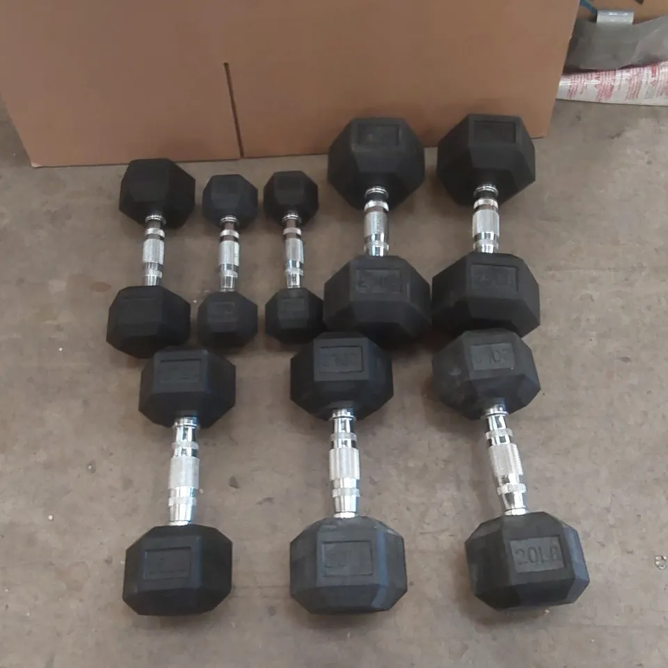 BOXED SET OF ASSORTED DUMBELLS