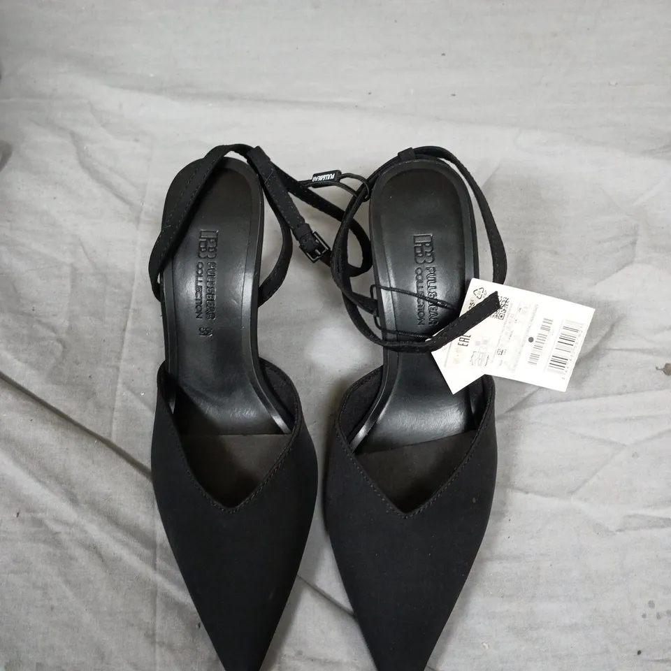  PULL&BEAR BLACK SLINGBACK HEELED SANDALS (EU 35)