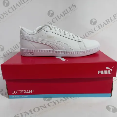 BOXED PUMA SMASH WNS V2 WHITE TRAINER - WOMENS UK 4 1/2