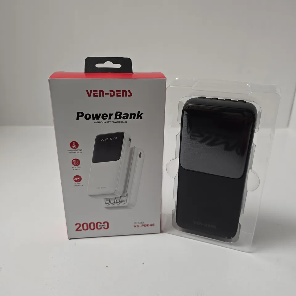 BOXED VEN-DENS 20000MAH POWRBANK IN BLACK (VD-PB046)
