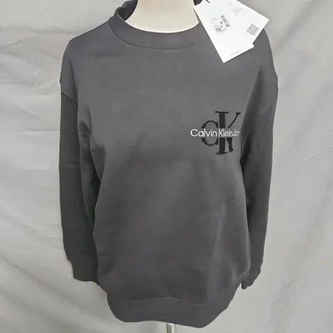 CALVIN KLEIN JEANS CREW JUMPER IN BLACK SIZE M