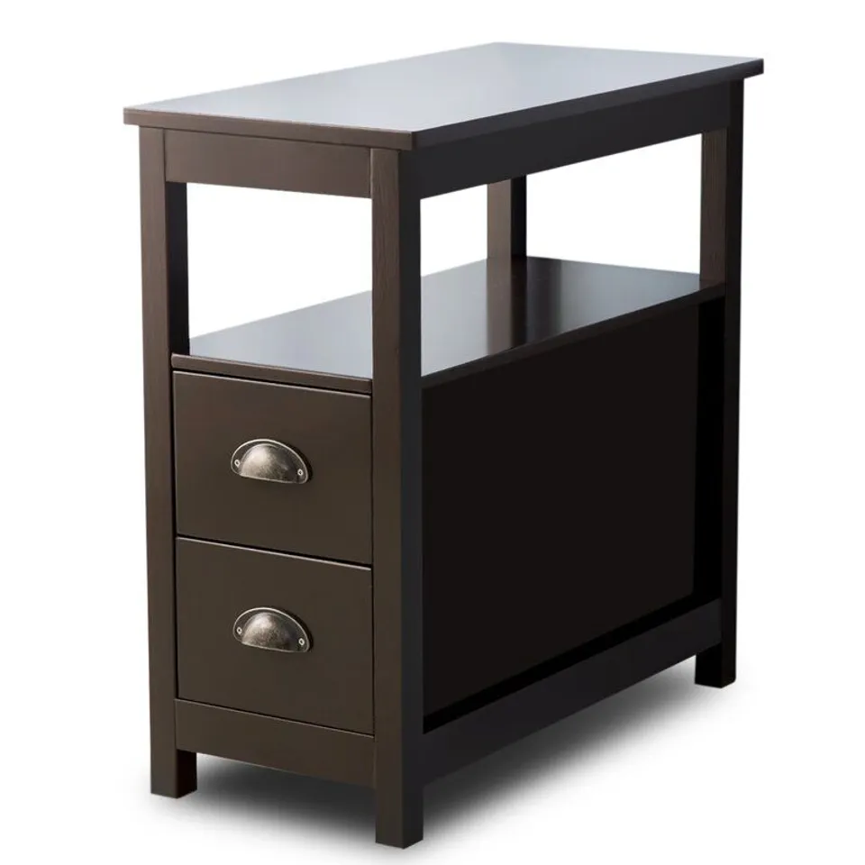 BOXED MCC LASKEY SIDE TABLE WITH 2 END DRAWERS 