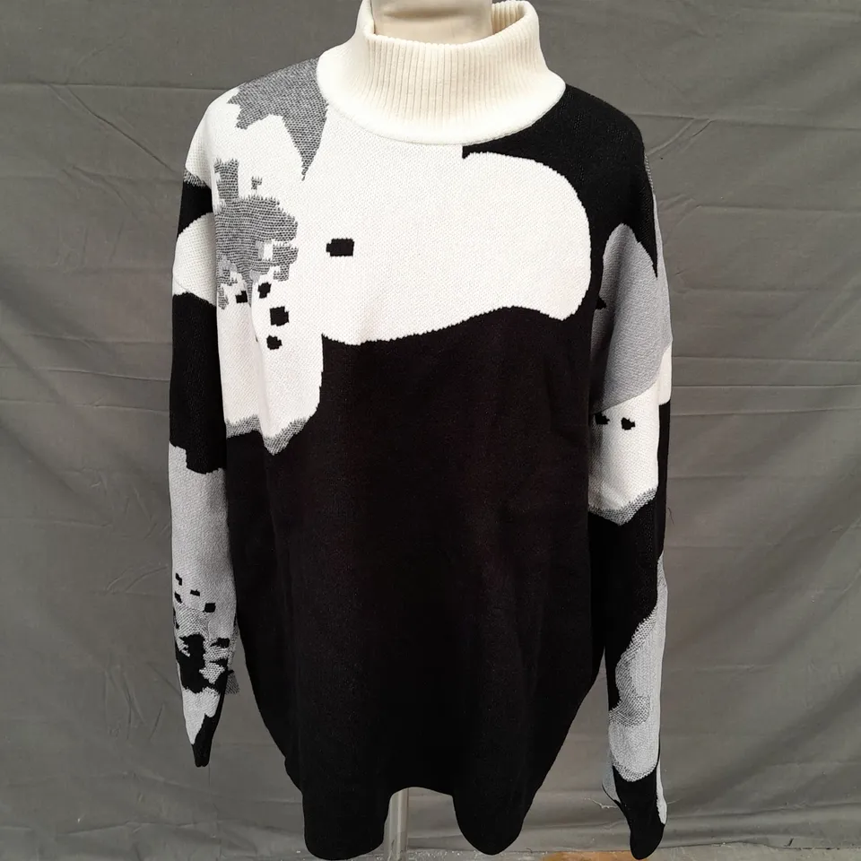 WYNNE COLLECTIONFLORAL SWEATER IN GREY/BLACK SIZE XL