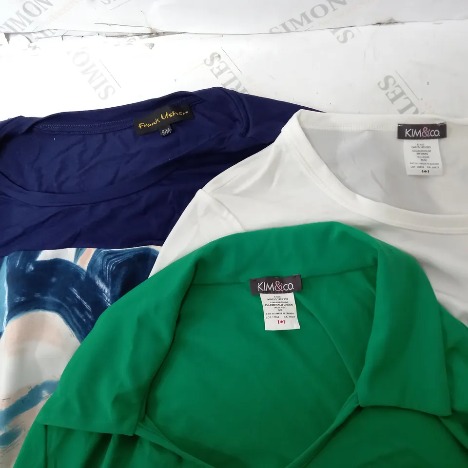 BOX OF APPROXIMATELY 20 ASSORTED ITEMS OF CLOTHING TO INCLUDE FRANK USHER, KIM & CO., ETC