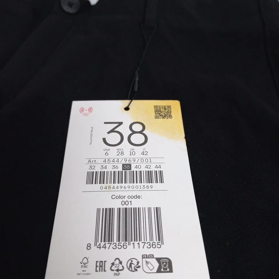 STRADIVARIUS SLIM STRAIGHT TROUSERS – BLACK – UK 10