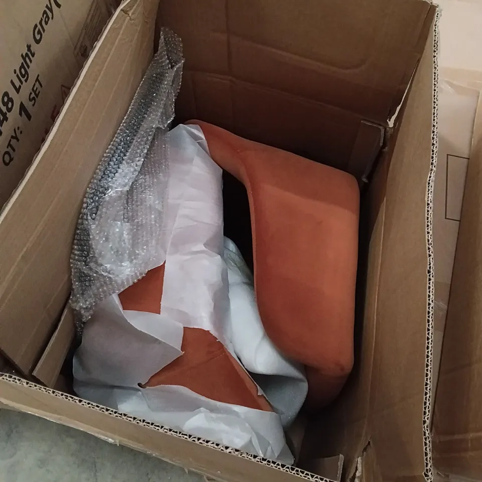 BOXED AINPECCA DINING CHAIRS, VELVET UPHOLSTERED SEAT ARMCHAIRS (SET OF 2) - ORANGE/BLACK LEGS (1 BOX)