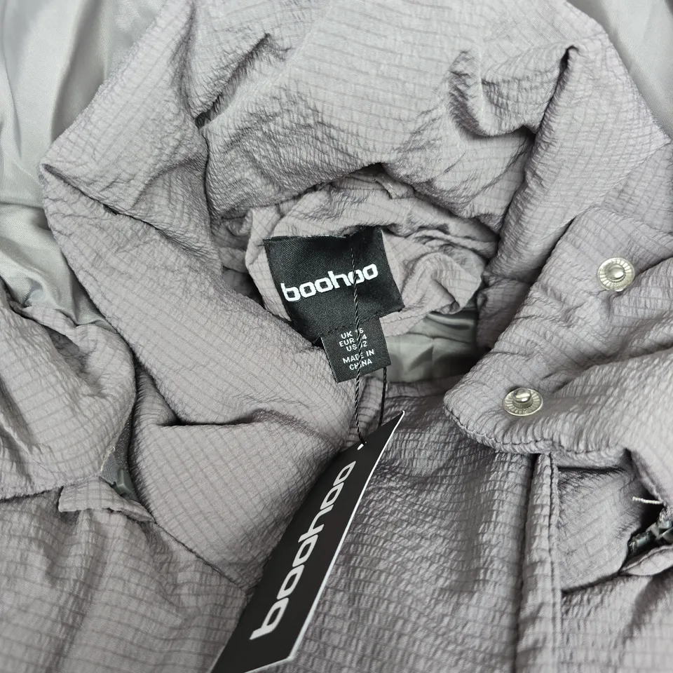 BOOHOO WOMEN'S GREY PUFFER JACKET, UK 16