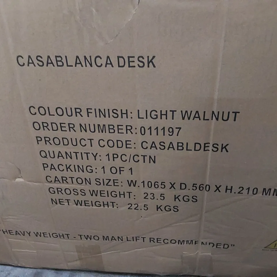 BOXED CASABLANCA DESK - LIGHT WALNUT (1 BOX)