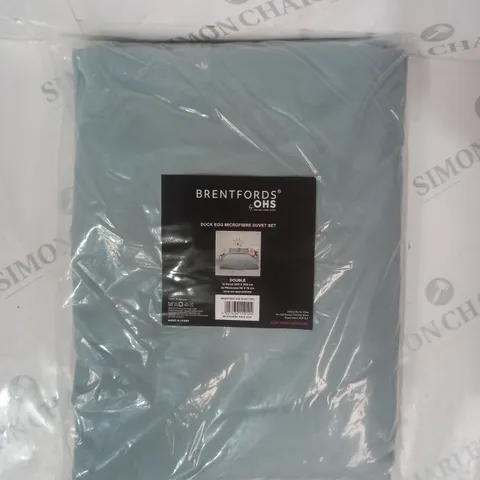 BRENTFORDS BY OHS DUCK EGG MICROFIBRE DUVET SET - DOUBLE