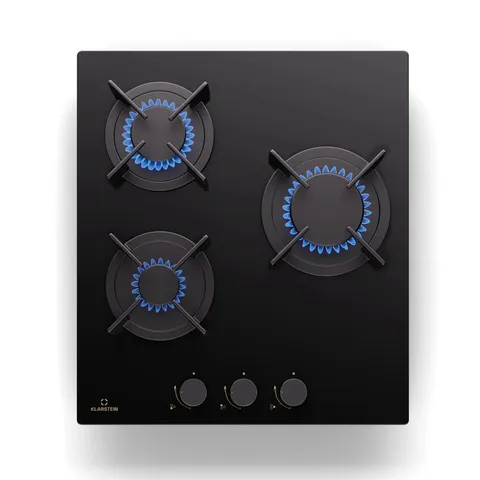 GOLDFLAME 45CM GAS HOB 3 BURNERS BLACK