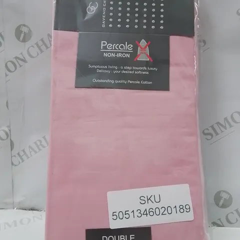 BRAND NEW PERCALE NON-IRON DOUBLE FITTED SHEET -PINK-