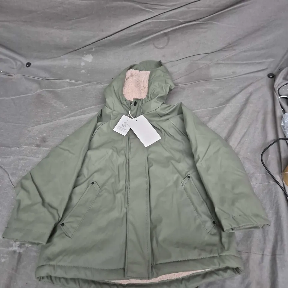 Zara Kids Olive Green Parka Jacket – 5 Years (110 cm) with Faux Shearling Lining