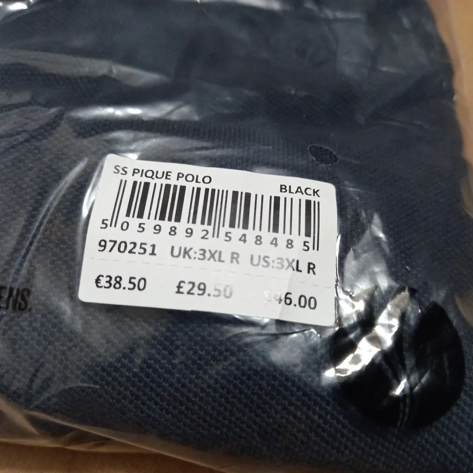 BAGGED FATFACE SS PIQUE POLO N BLACK - UK 3XL