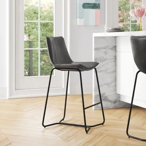 BOXED CARNOT 46.5CM H UPHOLSTERED SIDE CHAIRS -BLACK- SET OF 2 