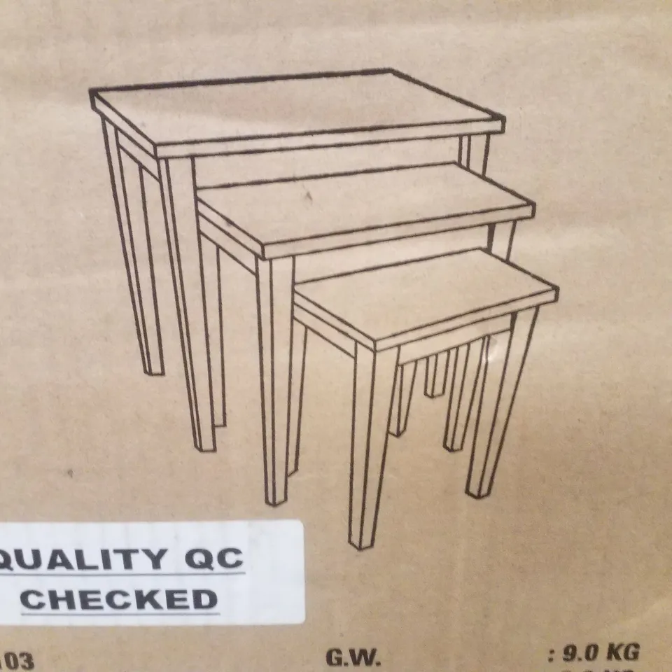BOXED SET OF 3 NESTING TABLES - GREY & OAK