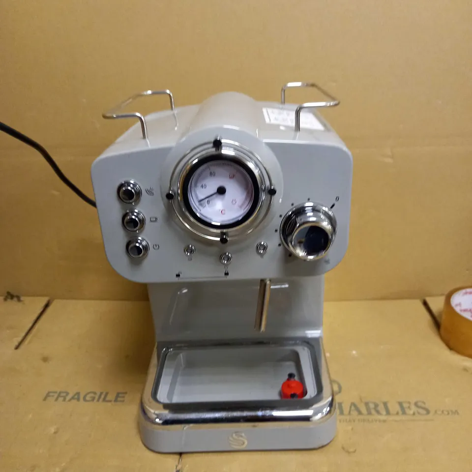 SWAN RETRO PUMP ESPRESSO COFFEE MACHINE - GREY