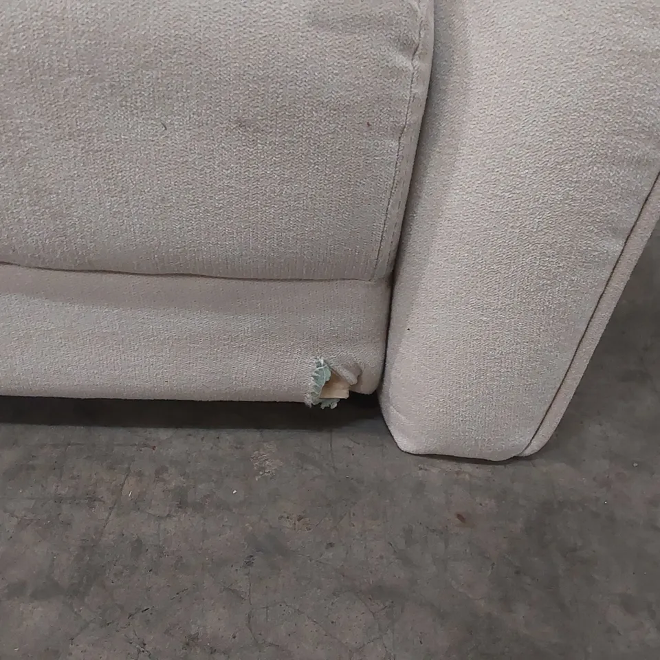 QUALITY DESIGNER 3 SEATER VELVET UPHOLSTERED CREAM SOFA