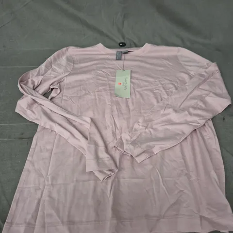 SWEATY BETTY ESSENTIAL LONG SLEEVE T‑SHIRT – PINK, UK SIZE S, ORGANIC COTTON