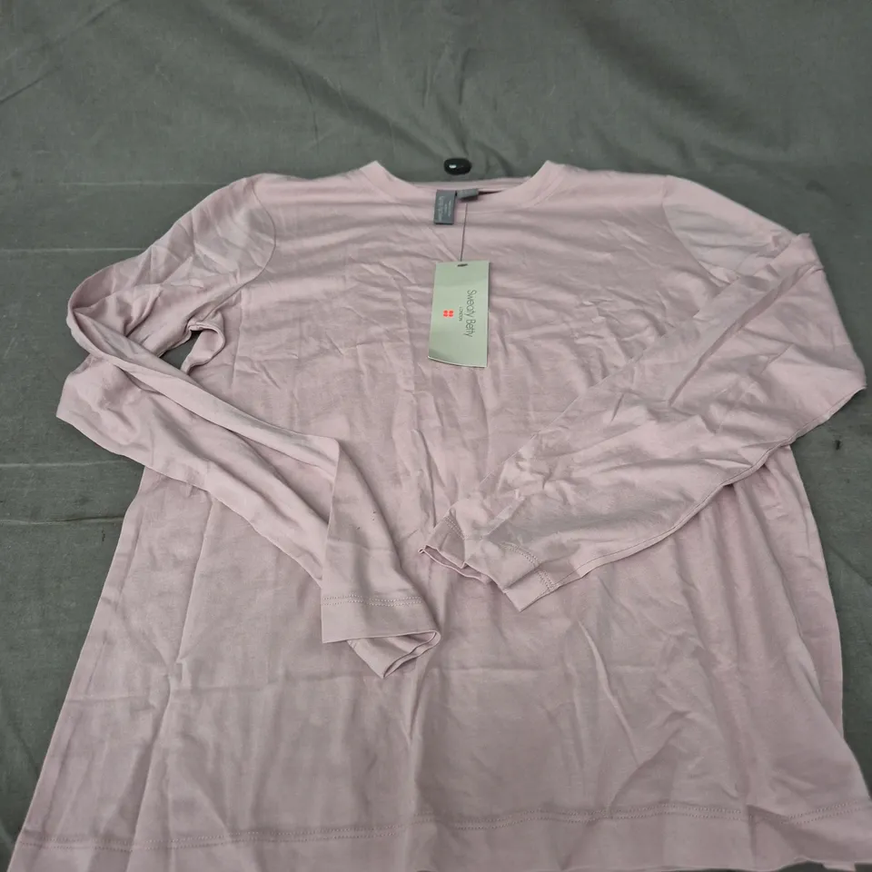 SWEATY BETTY ESSENTIAL LONG SLEEVE T‑SHIRT – PINK, UK SIZE S, ORGANIC COTTON