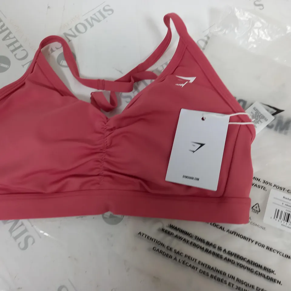 GYMSHARK RUCHED SPORTS BRA IN PINK - S