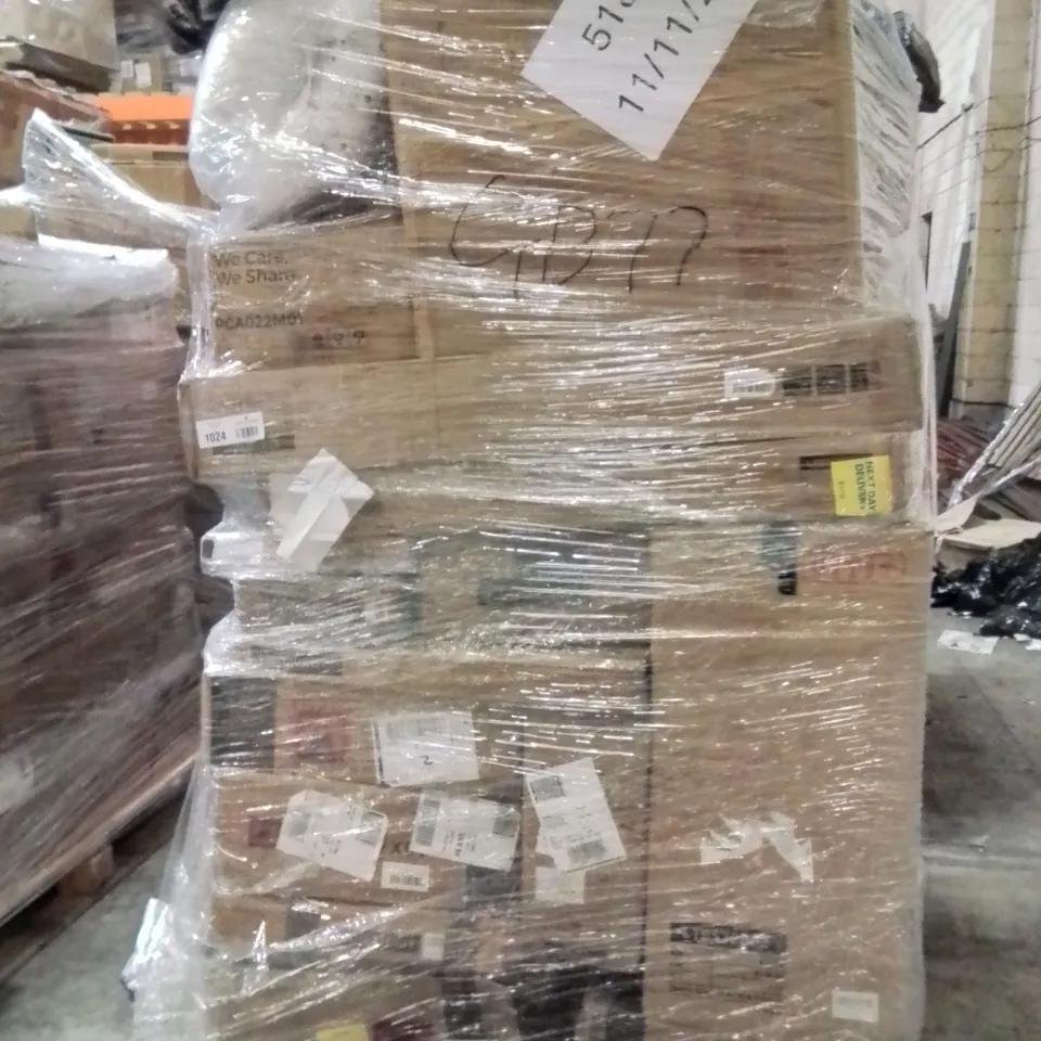 PALLET OF ASSORTED HOUSEHOLD GOODS AND PRODUCTS TO INCLUDE;OFFICE CHAIR,DESK,PILLOWS