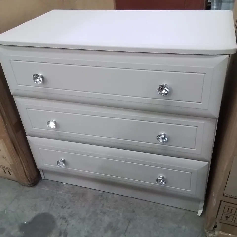 MODERN STYLISH PRE-BUILT 3 DRAWER CHEST OF DRAWERS -GREY-