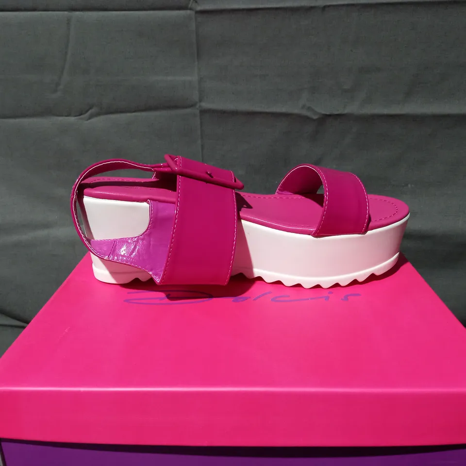 APPROXIMATELY 10 BOXED PAIRS OF DOLCIS PLATFORM SANDALS IN PINK VARIOUS SIZES TO INCLUDE SIZES 4, 6, 7
