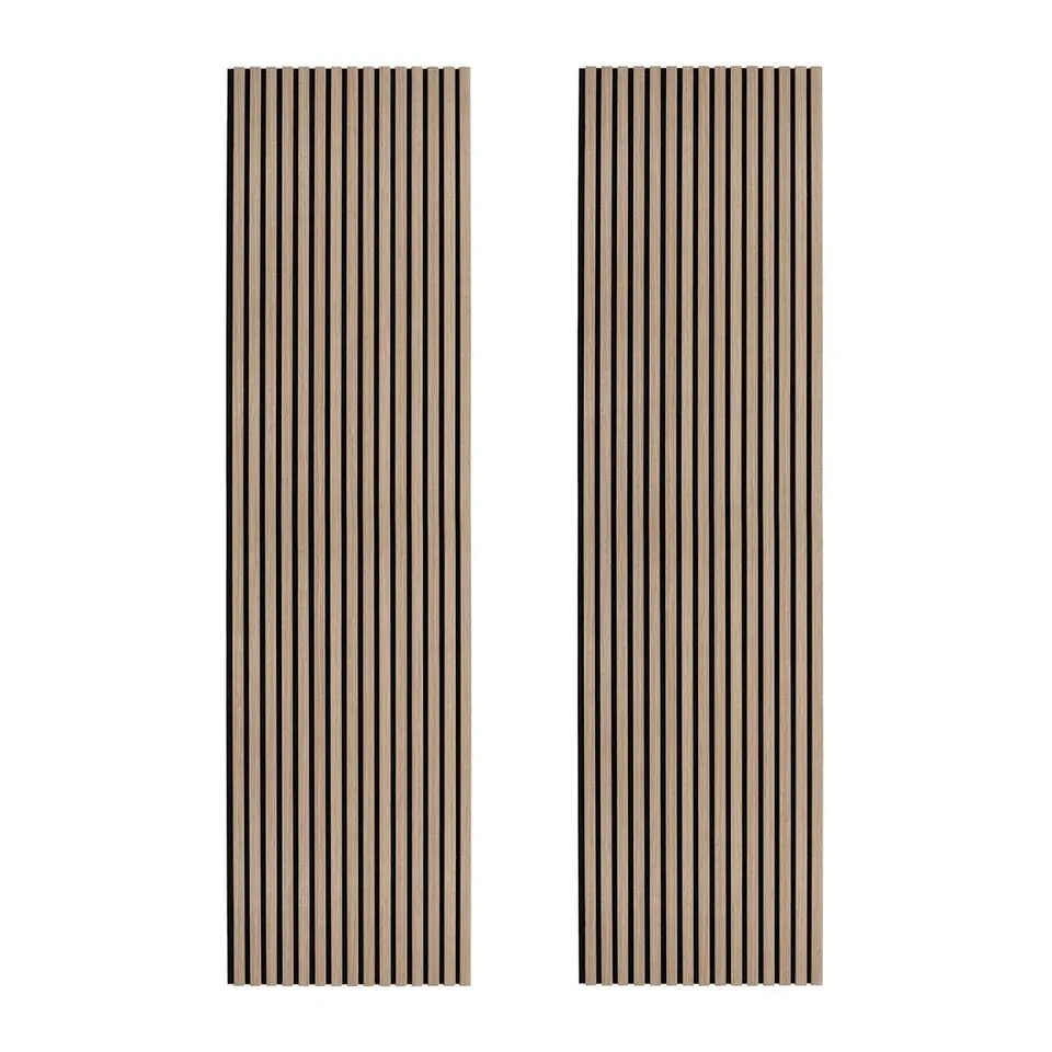 BOXED ACOUSTIC SLAT WALL PANELS X 2 - LIGHT WALNUT