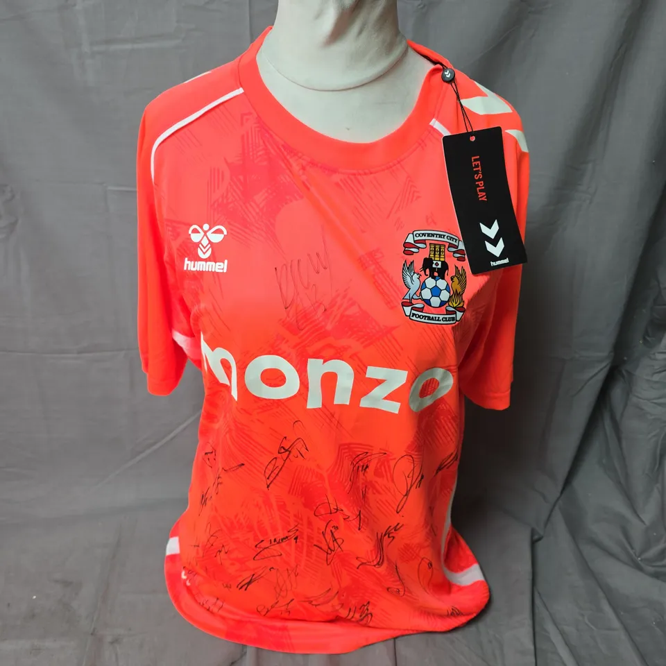 COVENTRY CITY FC AWAY SHIRT 2025/26 – CORAL/WHITE, SIZE L, SIGNED