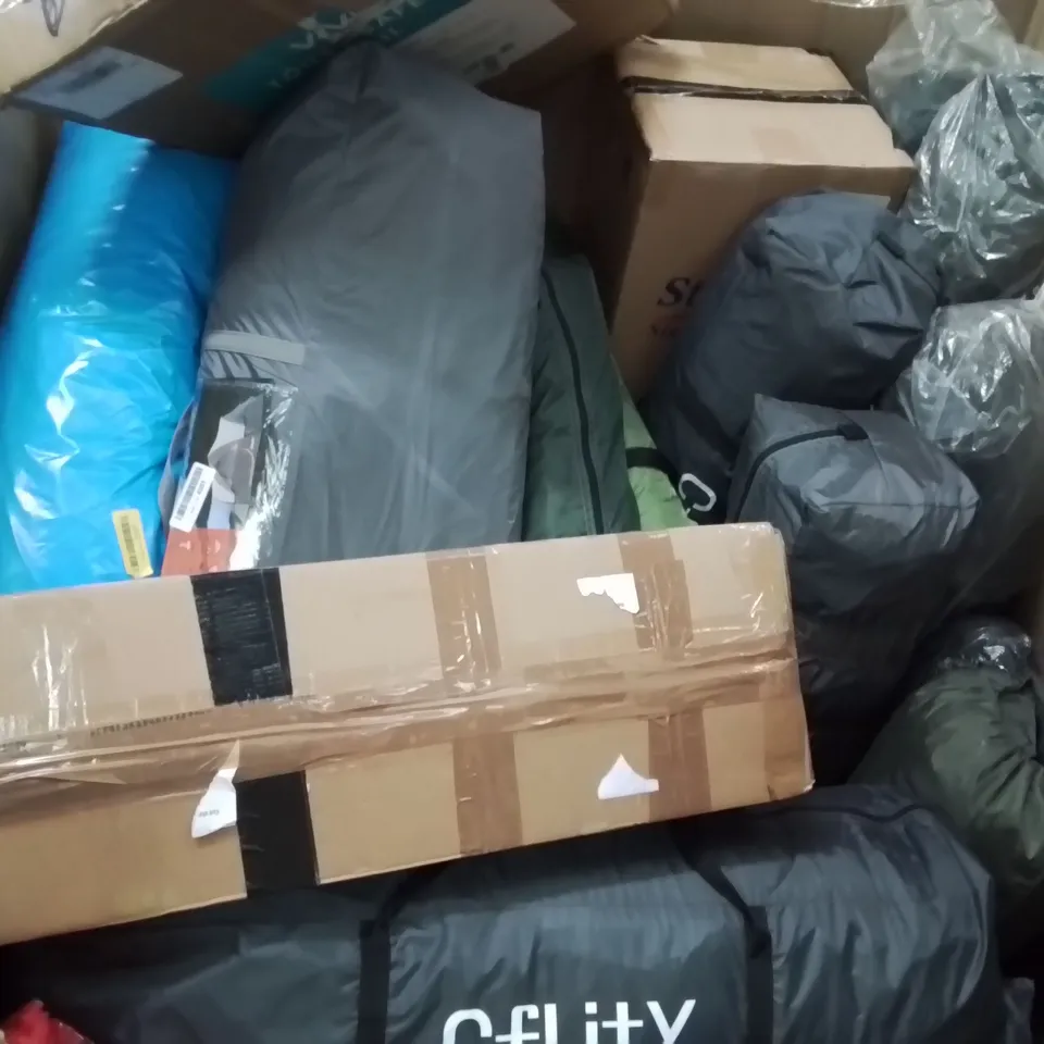 PALLET CONTAINING VARIOUS ASSORTED TENTS, STEAM CLEANER, TOILET SEAT ETC.