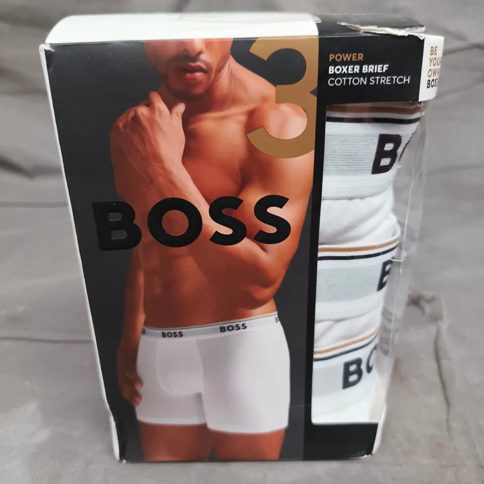 BOSS BOXER BRIEFS – WHITE COTTON STRETCH, XL