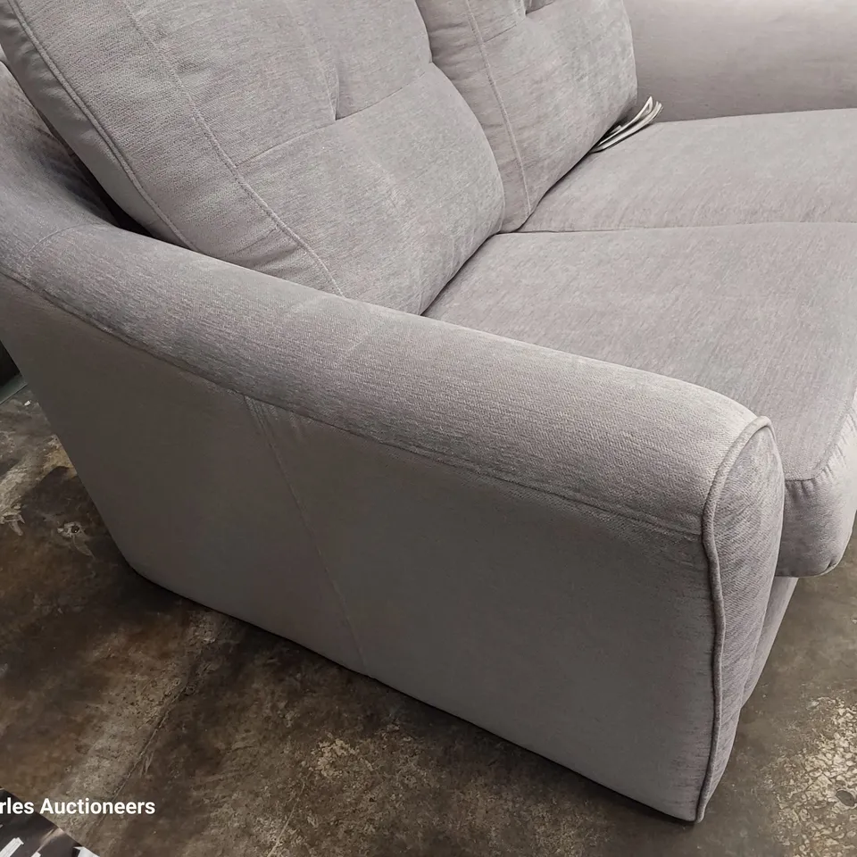 QUALITY BRITISH DESIGNER G PLAN HATTON FORMAL BACK TWO SEATER SOFA MONTILLA SMOKE FABRIC 