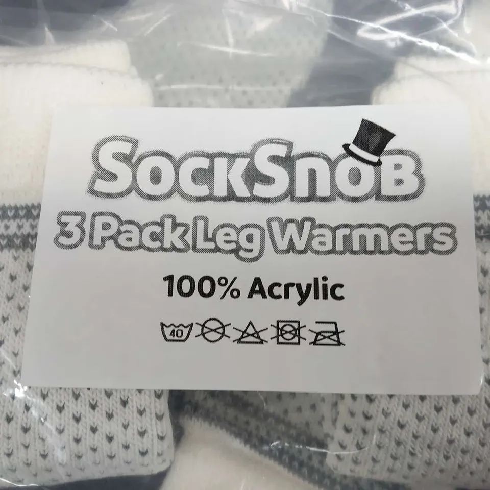 APPROXIMATELY 30 PACKS OF THREE PAIRS OF SOCK SNOB LEG WARMERS 100% ACRYLIC CREAM