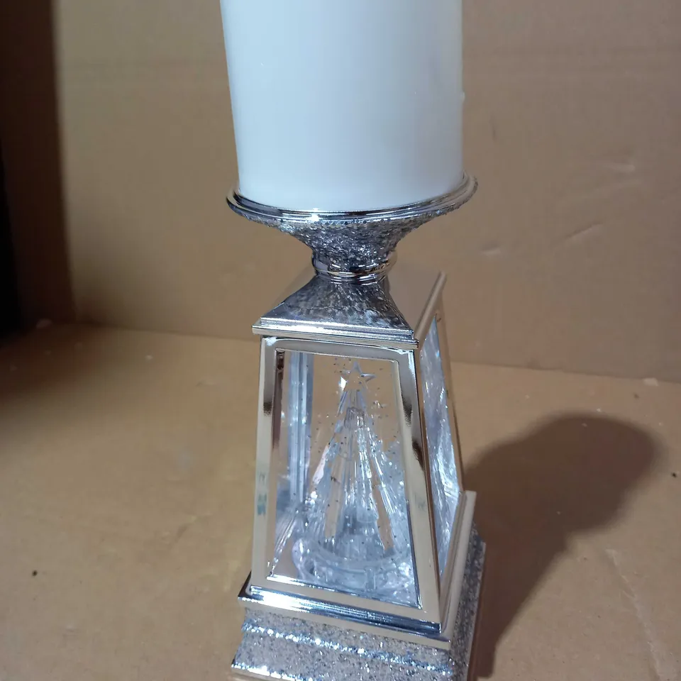 JULIEN MACDONALD FLAMELESS CANDLE HOLDER WITH SWIRLING GLITTER CHRISTMAS TREE 