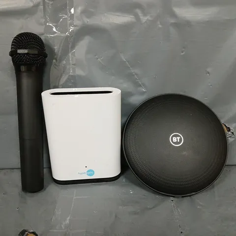 APPROXIMATELY 10 ASSORTED ITEMS TO INCLUDE - BT HUB , MICROPHONE ETC