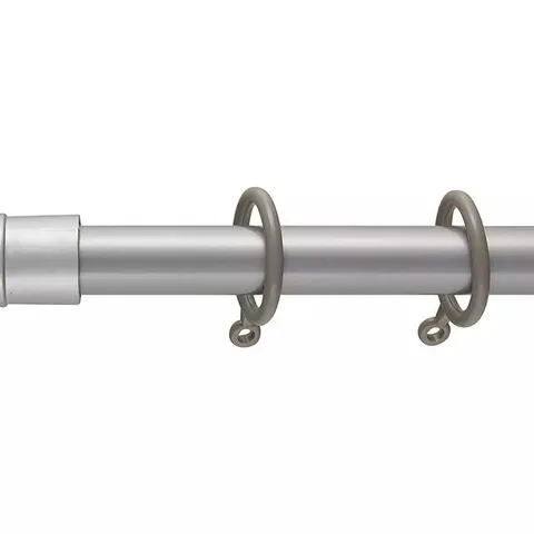 BALL FINIAL EXTENDABLE CURTAIN POLE 120CM X 210CM – SATIN STEEL - COLLECTION ONLY
