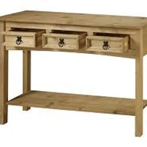 BOXED CORONA 3 DRAWER CONSOLE TABLE WITH SHELF 1270W×384D×102H MM