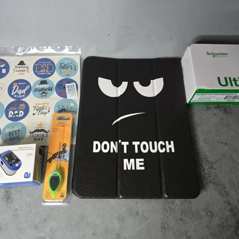 APPROXIMATELY 13 ASSORTED ITEMS TO INCLUDE - BEST DAD EVERY STICKERS , NEEDLE FOR CARP FISHING, DONT TOUCH ME TABLET CASE ETC