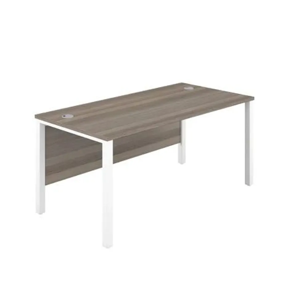 BOXED BOUTON SOHO DESK 25MM GREY OAK TOP, BLACK FRAMEWORK (1 BOX)