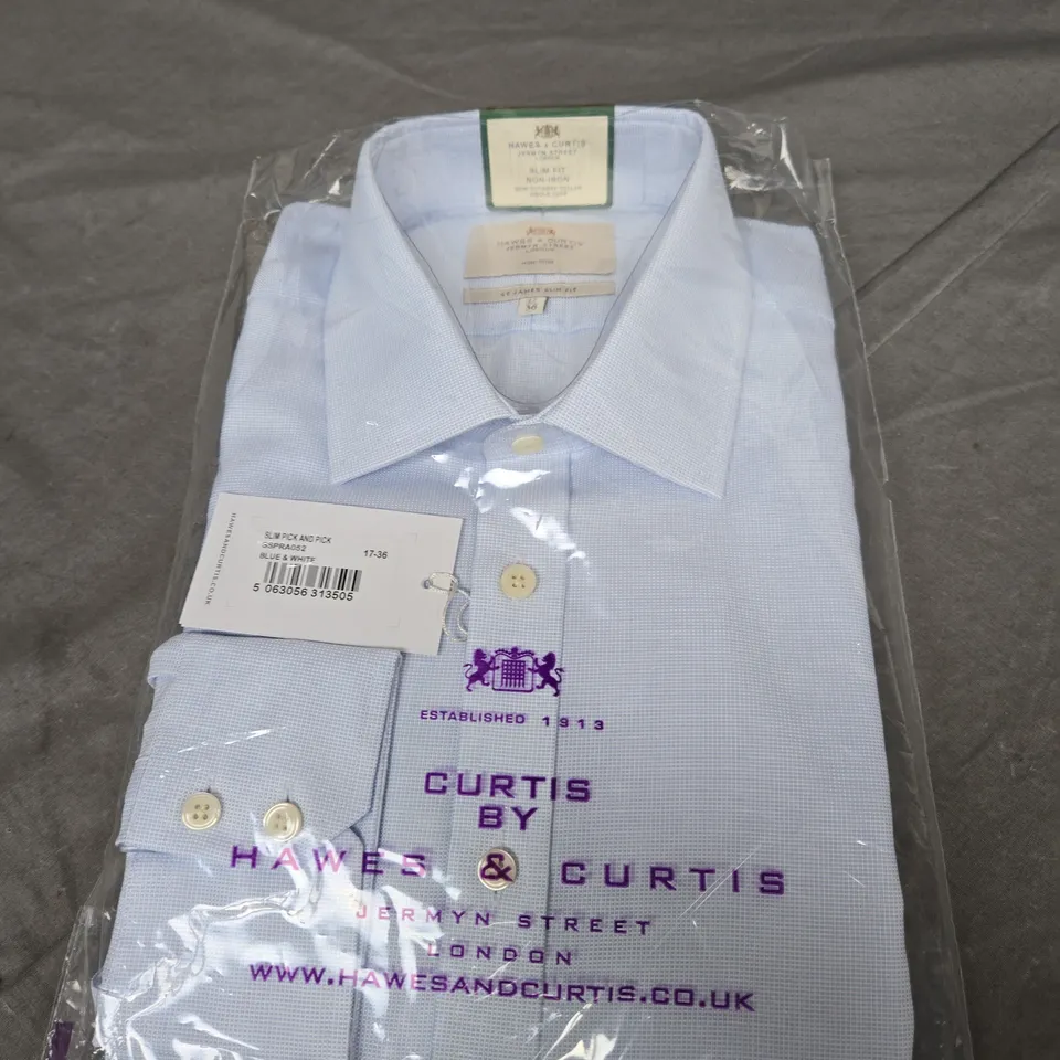 HAWES & CURTIS JERMYN STREET SHIRT SLIM FIT BLUE AND WHITE 17-36