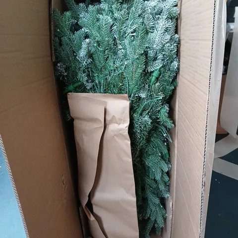 BOXED 7FT DENVER PRE LIT FLOCKED CHRISTMAS TREE WITH DUAL COLOUR TWINKLE LIGHTS - COLLECTION ONLY