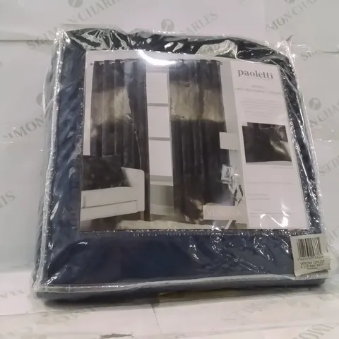 BAGGED ELISHA CRUSHED VELVET THERMAL EYELET CURTAINS //229×229CM //NAVY
