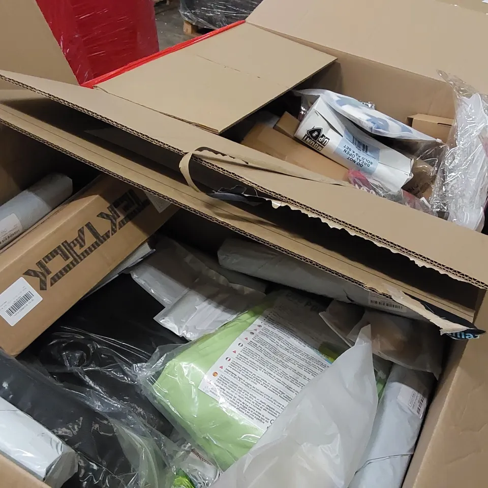 PALLET OF ASSORTED ITEMS INCLUDING: DOG POOL, HAT, CLOTHING, DOG JACKET, DVD, DISPOSABLE BED SHEETS, PHONE CASE, PHONE SCREEN PROTECTOR, BALLOONS 