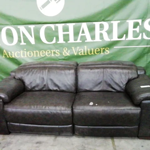 DESIGNER SOFOLOGY LAURENCE DARK BROWN LEATHER POWER RECLINING THREE SEATER SOFA