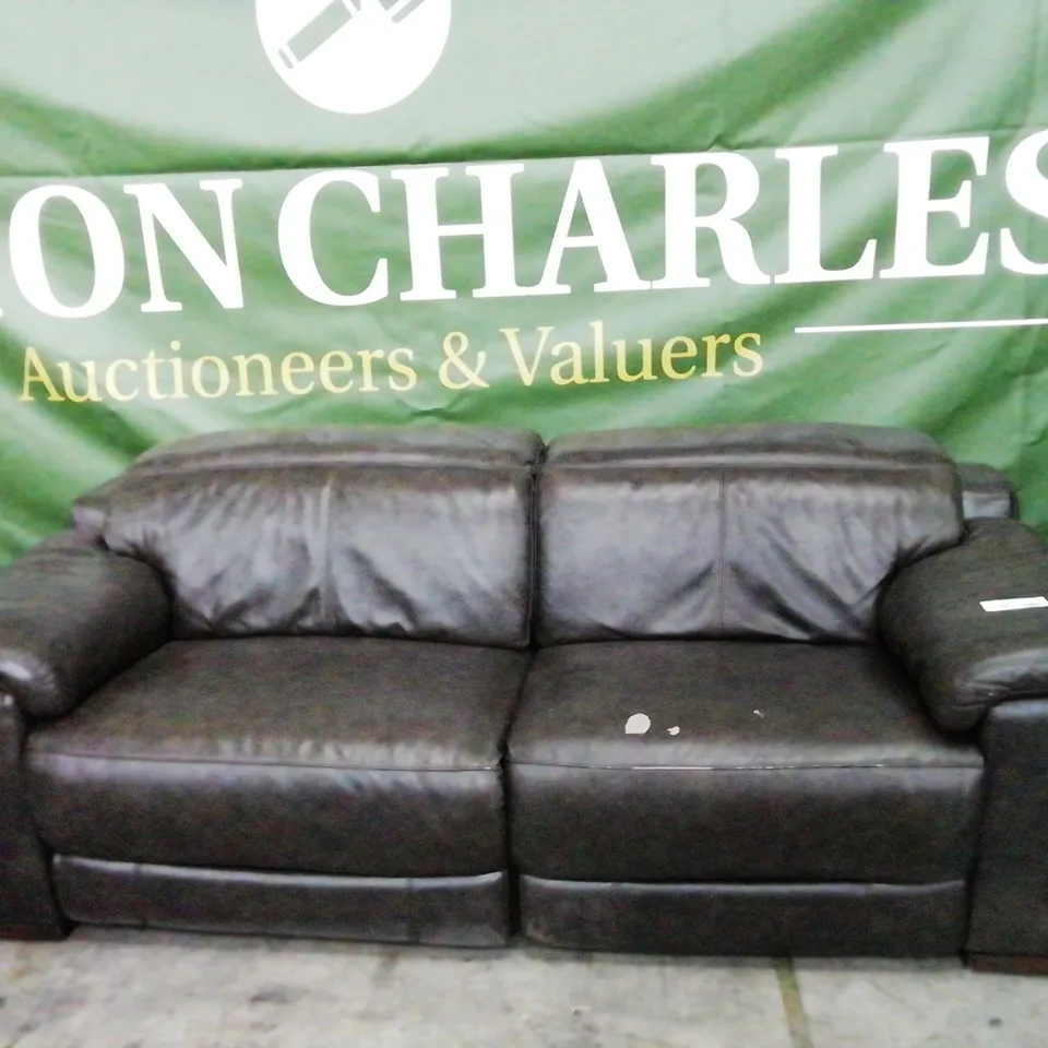 DESIGNER SOFOLOGY LAURENCE DARK BROWN LEATHER POWER RECLINING THREE SEATER SOFA 