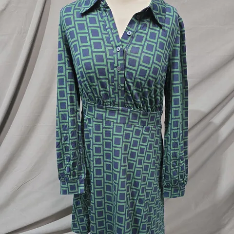 BODEN DRESS IN GREEN/NAVY SIZE UK 10R
