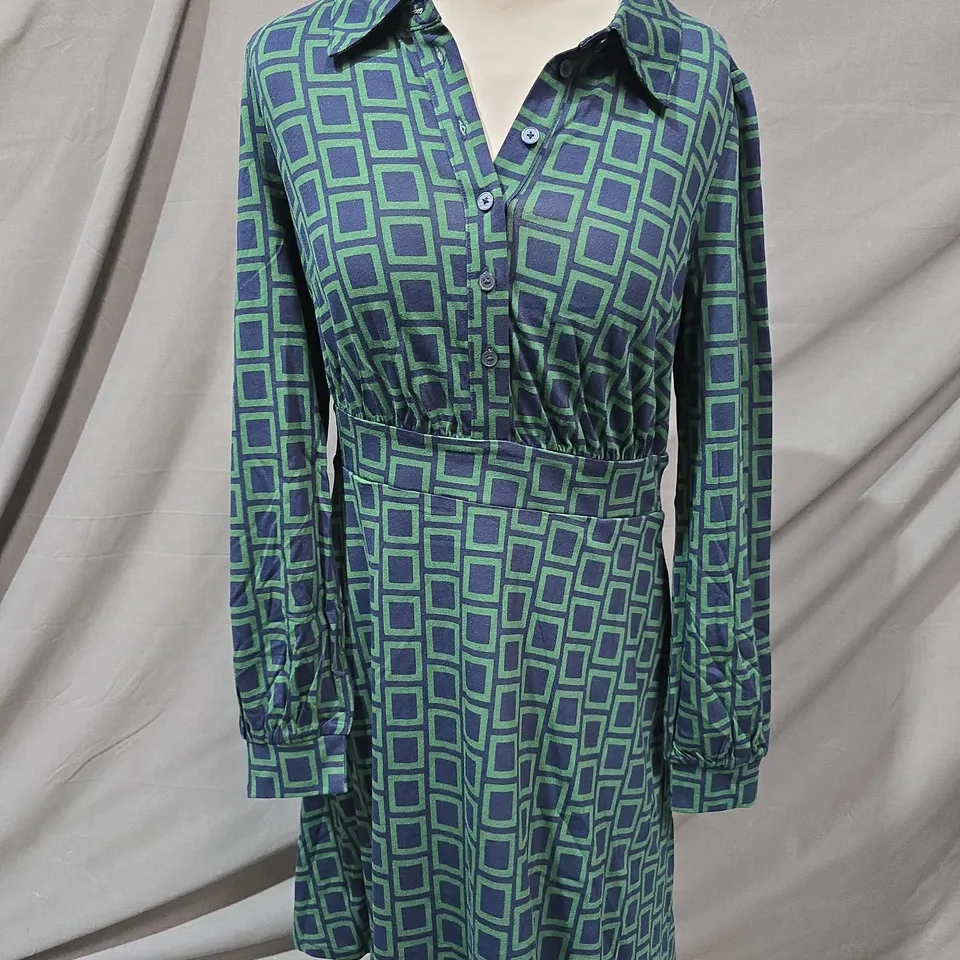 BODEN DRESS IN GREEN/NAVY SIZE UK 10R