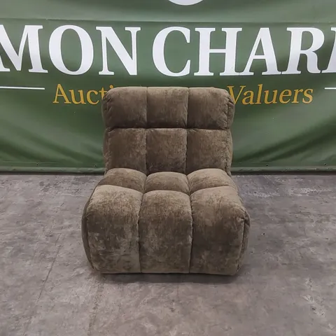 QUALITY DESIGNER JACQUES PUFFED ROBA FABRIC SWIVEL CHAIR - KHAKI GREEN