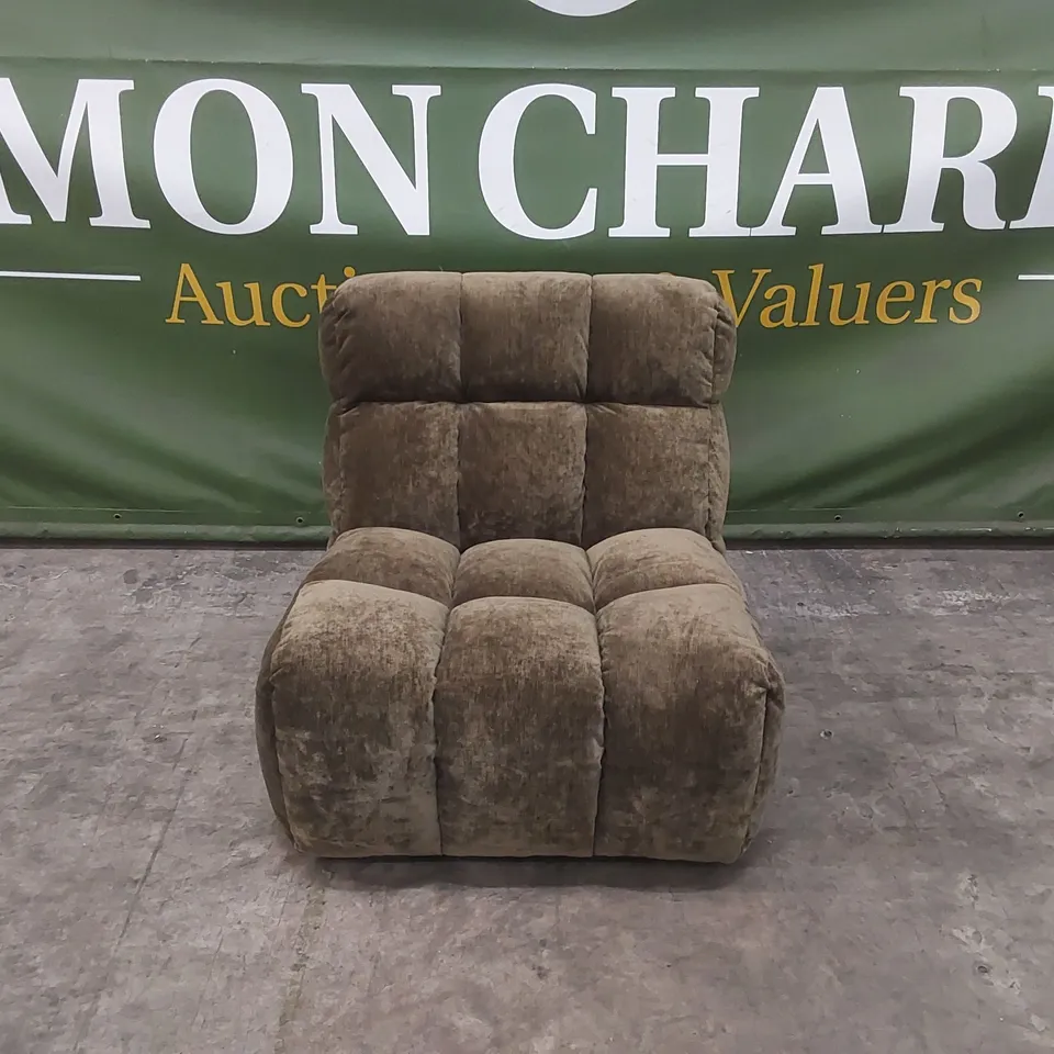 QUALITY DESIGNER JACQUES PUFFED ROBA FABRIC SWIVEL CHAIR - KHAKI GREEN
