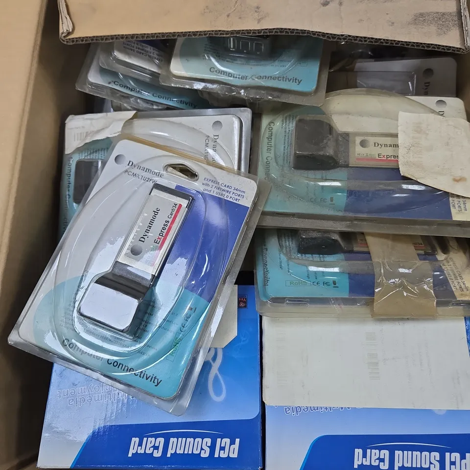 APPROXIMATELY 20 ASSORTED ELECTRICAL PRODUCTS TO INCLUDE SOUND CARDS, EXPRESS CARDS ETC - COLLECTION ONLY 
